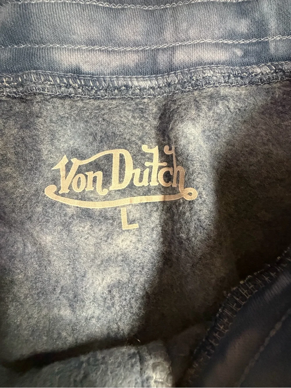 Von Dutch Men’s Tie-Dye Navy Shorts with Orange Logo